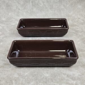 Longaberger Pottery Woven Traditions Dishes in Chocolate Brown